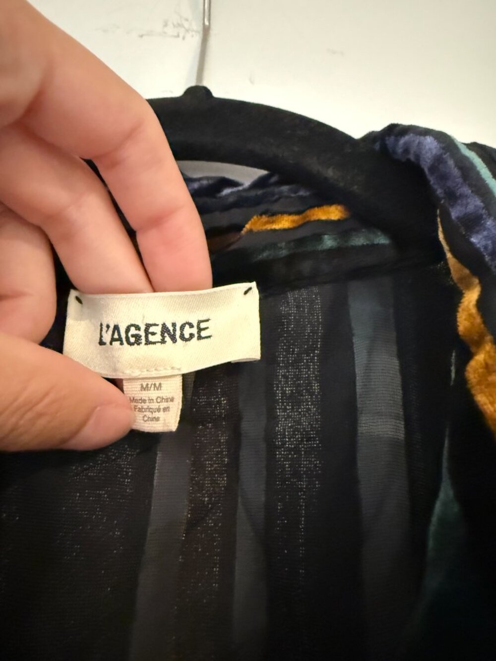 L’AGENCE Size Medium Velvet Striped Button-Up Blouse - Picture 5 of 7